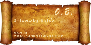 Orlovszky Balár névjegykártya